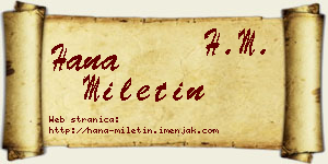 Hana Miletin vizit kartica